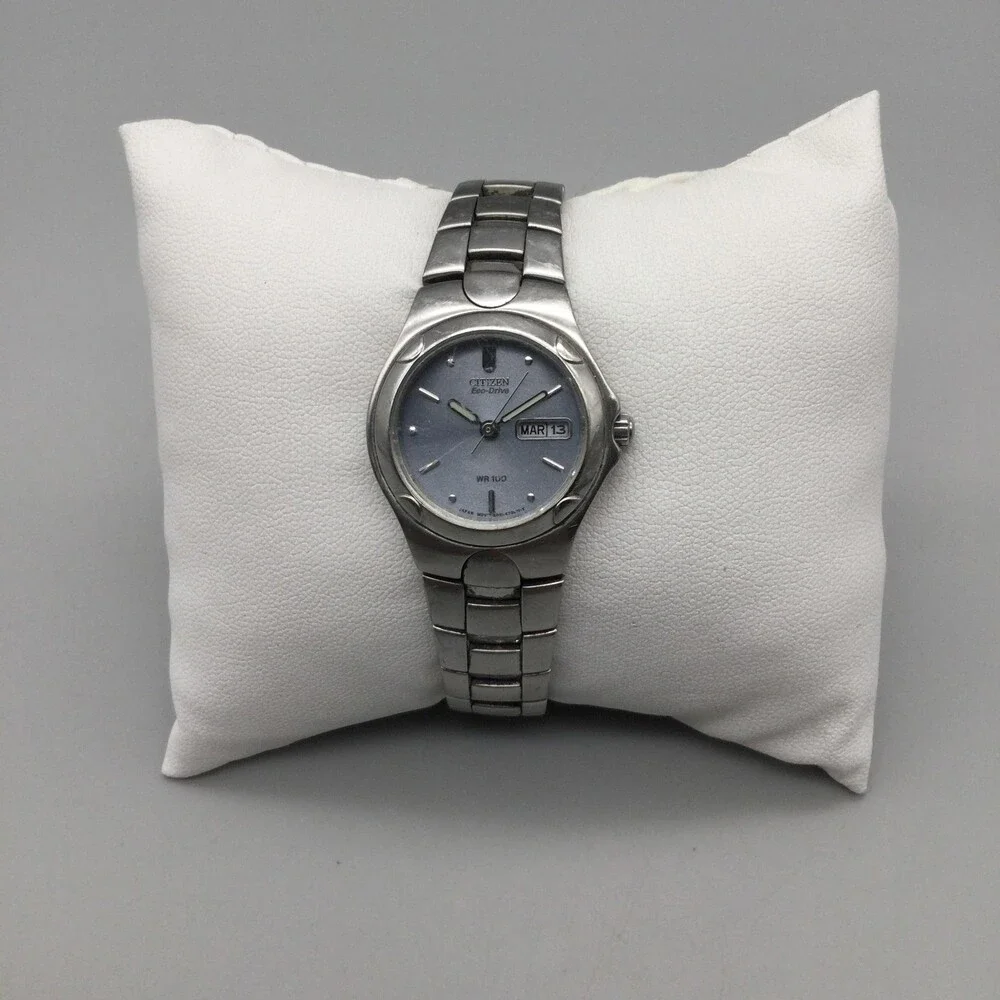 Vintage Citizen Eco-Drive Womens Watch 25mm Silver Tone Stainless Date E001 6